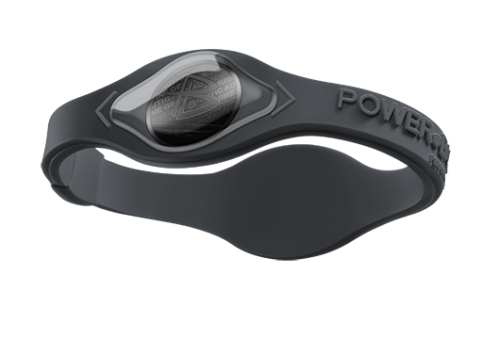Silikonový Power Balance náramek šedý (černý hologram)